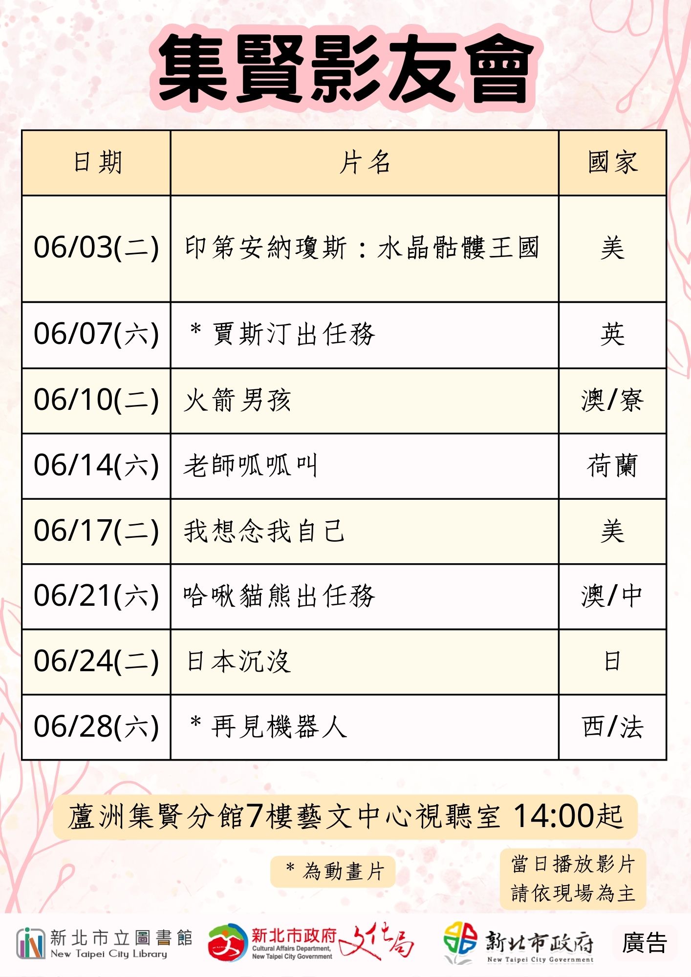 【蘆洲集賢分館】114年6月【影友會】