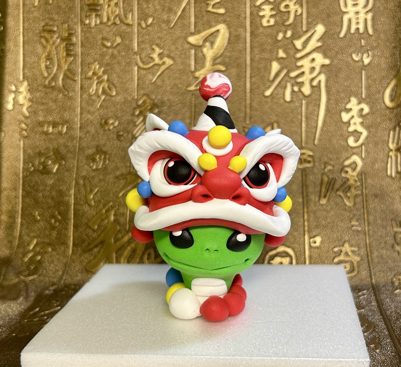 靈蛇獻瑞-捏麵人DIY成品示意圖