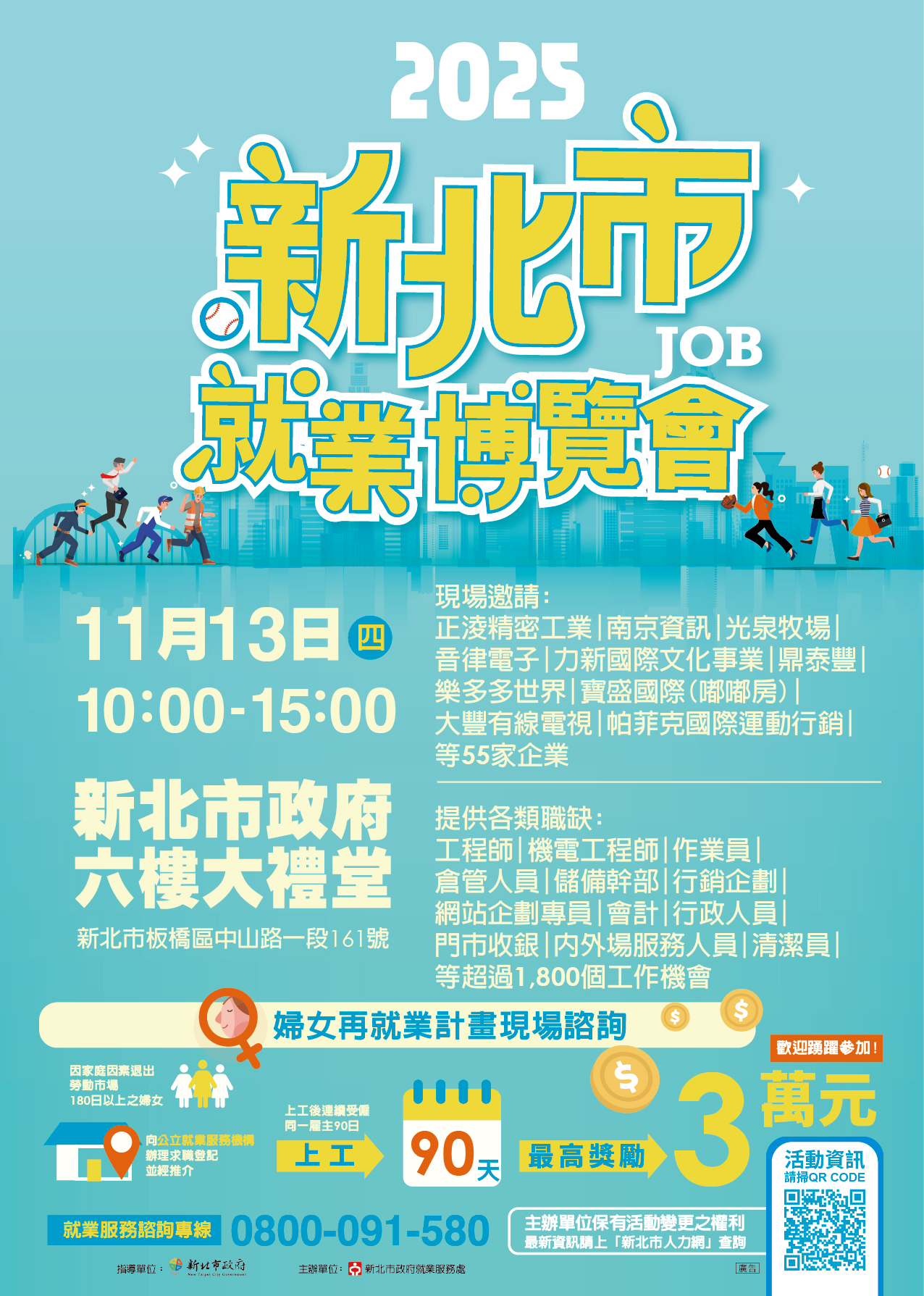 「2025新北市就業博覽會－新北市政府6樓大禮堂」海報