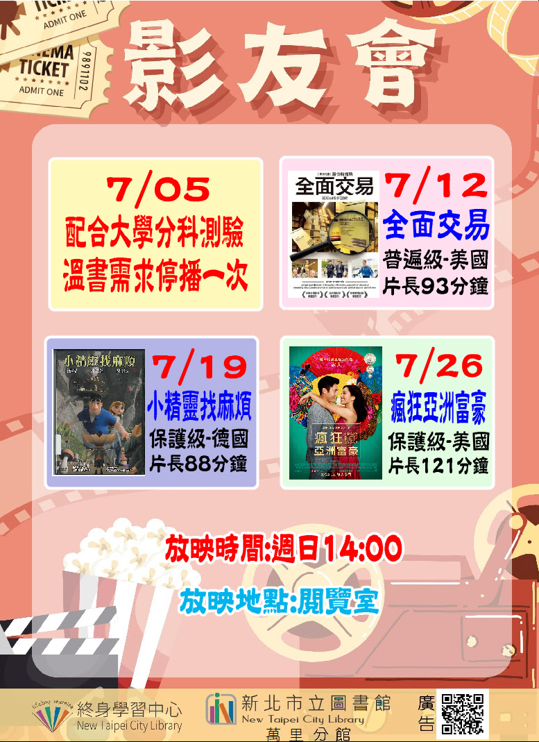 【新北市立圖書館萬里分館】115年7月影友會