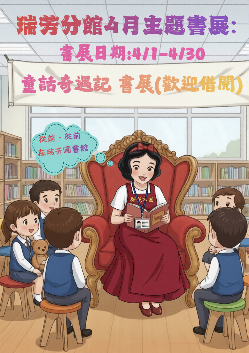 瑞芳分館4月主題書展:童話奇遇記宣傳海報