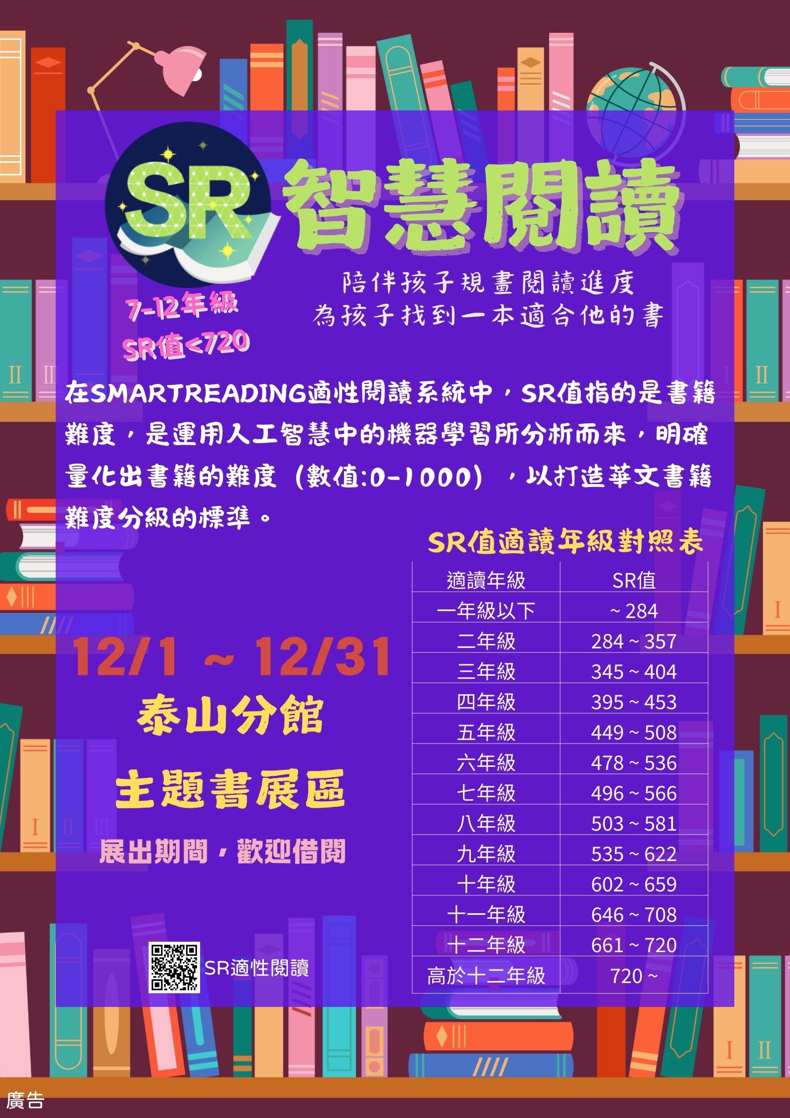 泰山分館閱讀書籤主題書展海報